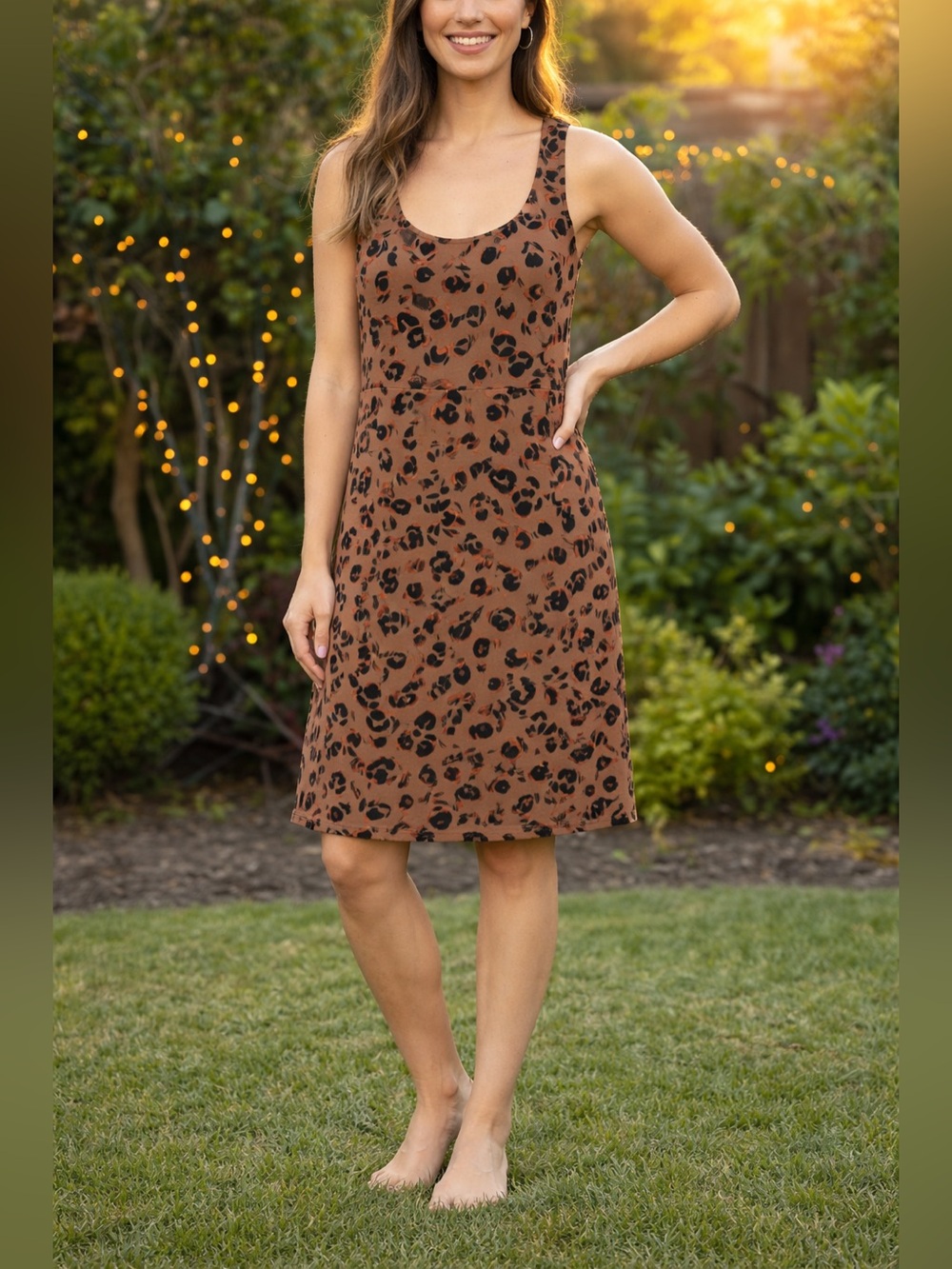Addition Elle Brown Midi Dress with Black and Red Floral Print